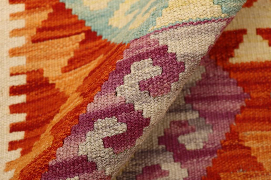 Flat Weave Kilim Antique Navaho Vintage handmade Geometric Kilim Rust Beige Hand-Woven Rectangle 100% Wool Area Rug 3x5 