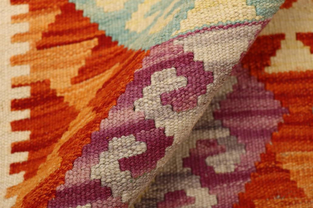 Flat Weave Kilim Antique Navaho Vintage handmade Geometric Kilim Rust Beige Hand-Woven Rectangle 100% Wool Area Rug 3x5 