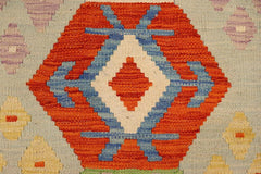 Flat Weave Kilim Antique Navaho Vintage handmade Modern Kilim Blue Rust Hand-Woven Rectangle 100% Wool Area Rug 3x4 