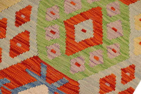 handmade Geometric Kilim Blue Rust Hand-Woven RECTANGLE 100% WOOL area rug 3 x 4