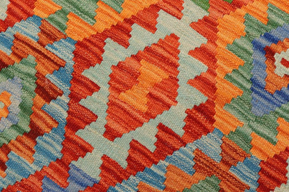 Flat Weave Kilim Antique Navaho Vintage handmade Geometric Kilim Rust Beige Hand-Woven Runner 100% Wool Area Rug 3x10 