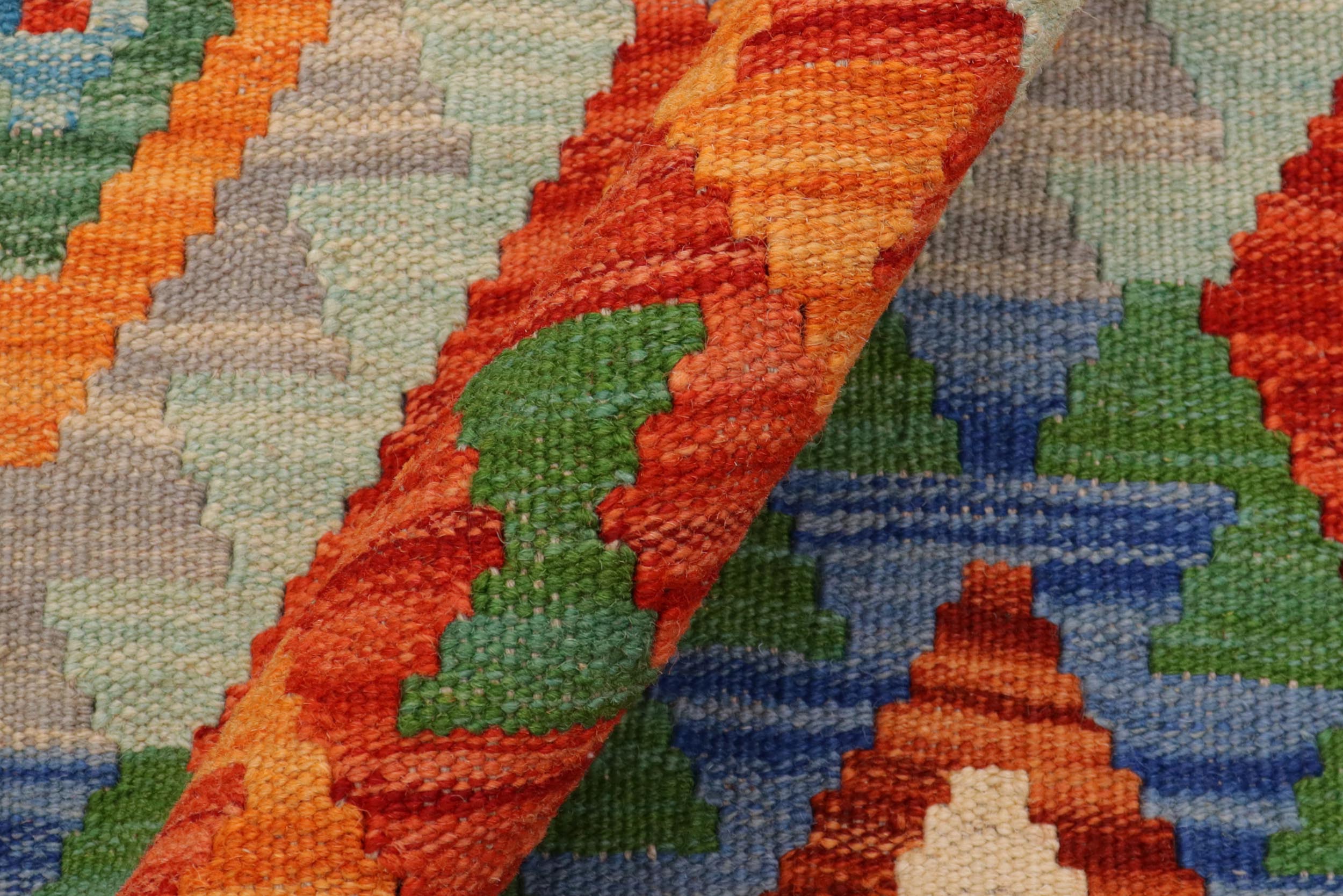 handmade Geometric Kilim Rust Beige Hand-Woven RUNNER 100% WOOL area rug 3 x 10