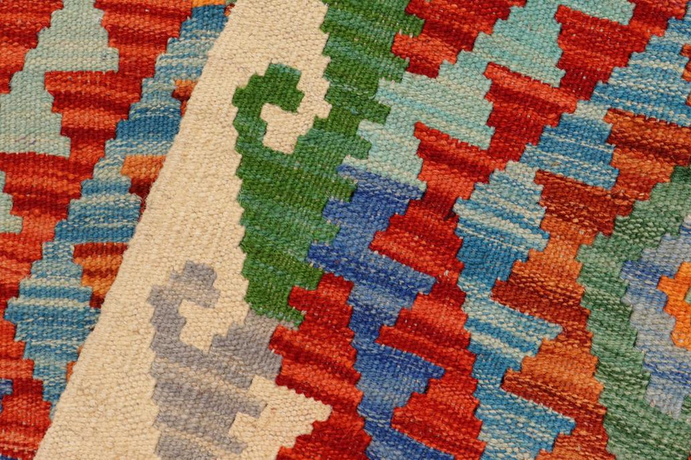 Flat Weave Kilim Antique Navaho Vintage handmade Geometric Kilim Rust Beige Hand-Woven Runner 100% Wool Area Rug 3x10 