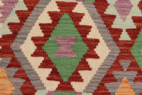 handmade Geometric Kilim Rust Beige Hand-Woven RECTANGLE 100% WOOL area rug 5x6