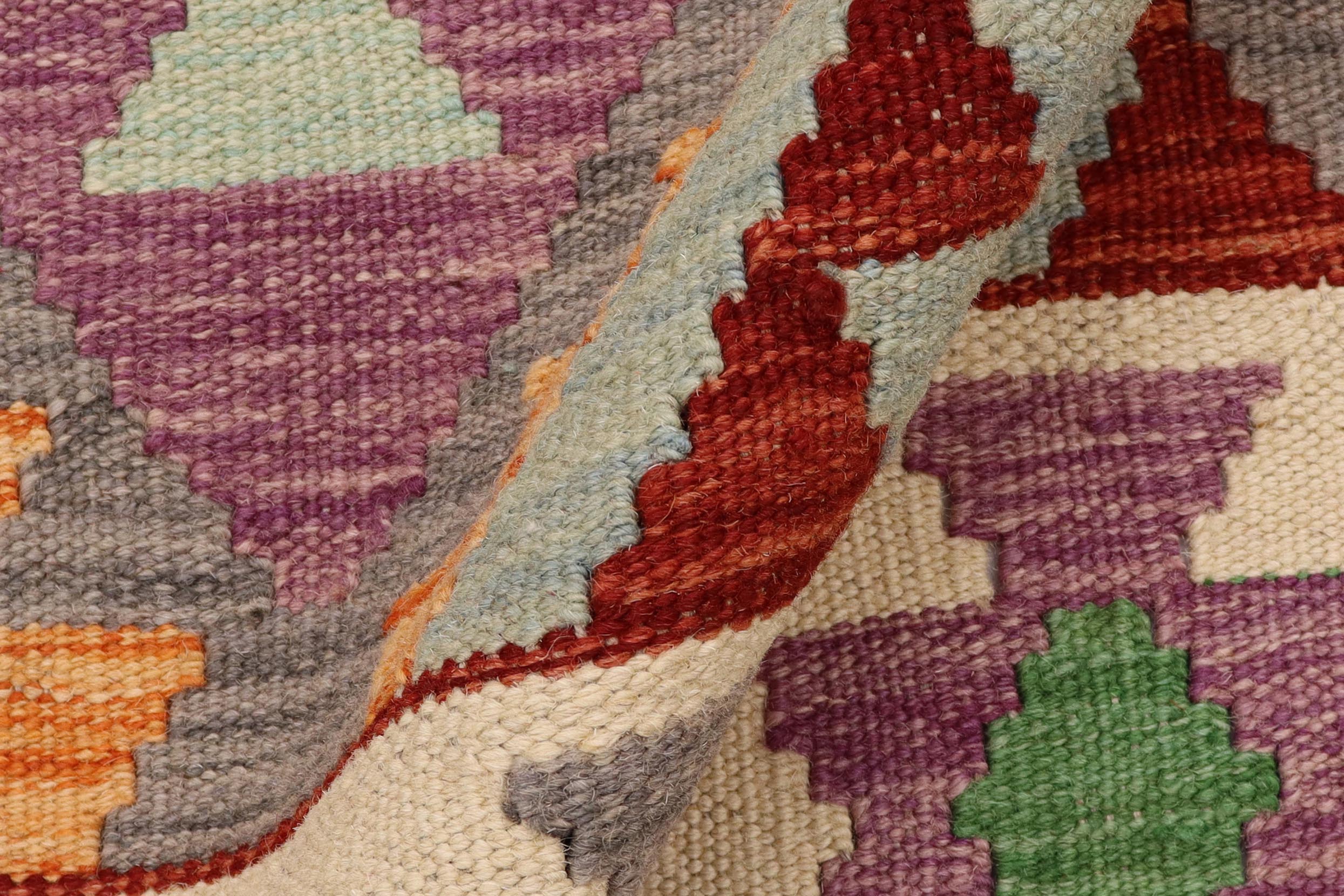 handmade Geometric Kilim Rust Beige Hand-Woven RECTANGLE 100% WOOL area rug 5x6
