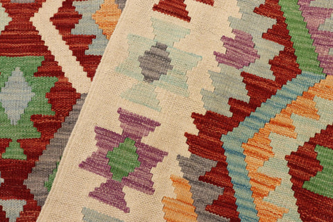 handmade Geometric Kilim Rust Beige Hand-Woven RECTANGLE 100% WOOL area rug 5x6