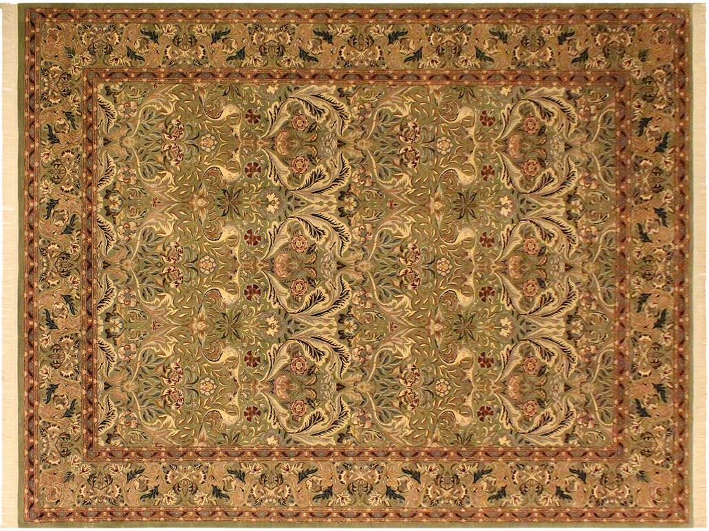 handmade Traditional Lily Green Rust Hand Knotted RECTANGLE 100% WOOL area rug 9x12