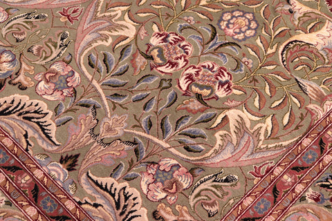 handmade Transitional Lily Green Rust Hand Knotted RECTANGLE 100% WOOL area rug 9x12