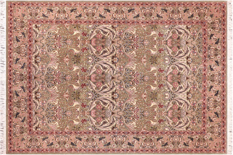 handmade Transitional Lily Green Rust Hand Knotted RECTANGLE 100% WOOL area rug 9x12