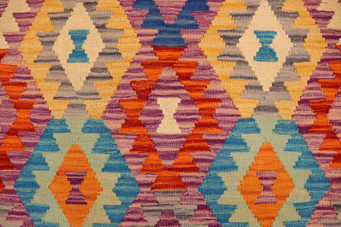 handmade Geometric Kilim Purple Rust Hand-Woven RECTANGLE 100% WOOL area rug 4 x 5