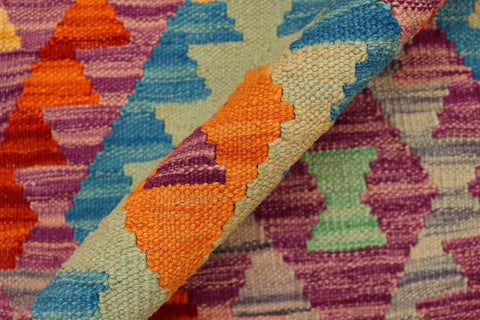 handmade Geometric Kilim Purple Rust Hand-Woven RECTANGLE 100% WOOL area rug 4 x 5