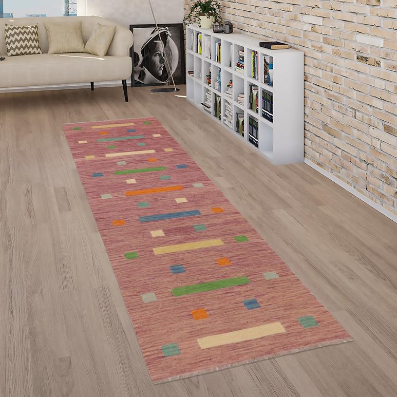 Flat Weave Kilim Antique Navaho Vintage handmade Modern Kilim Purple Blue Hand-Woven Runner 100% Wool Area Rug 3x10 