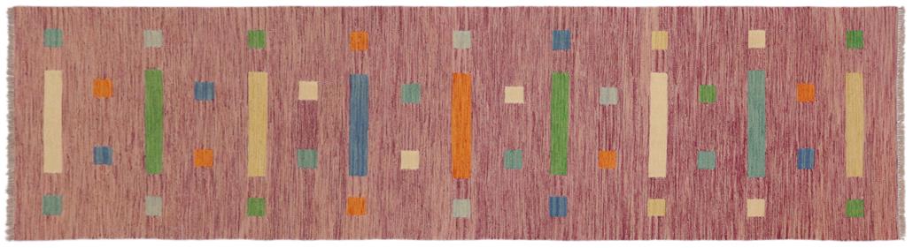 Flat Weave Kilim Antique Navaho Vintage handmade Modern Kilim Purple Blue Hand-Woven Runner 100% Wool Area Rug 3x10 