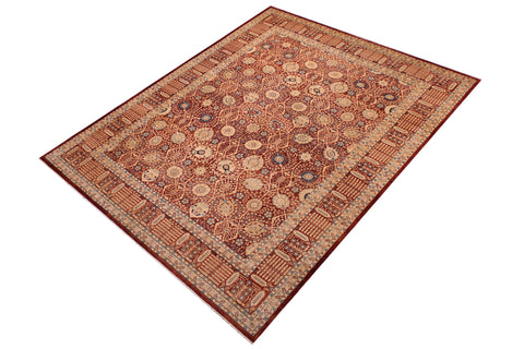 handmade Transitional Tabrizjalil Maroon Blue Hand Knotted RECTANGLE 100% WOOL area rug 9 x 12