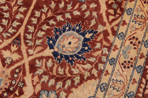 handmade Transitional Tabrizjalil Maroon Blue Hand Knotted RECTANGLE 100% WOOL area rug 9x12