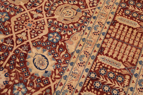 handmade Transitional Tabrizjalil Maroon Blue Hand Knotted RECTANGLE 100% WOOL area rug 9 x 12