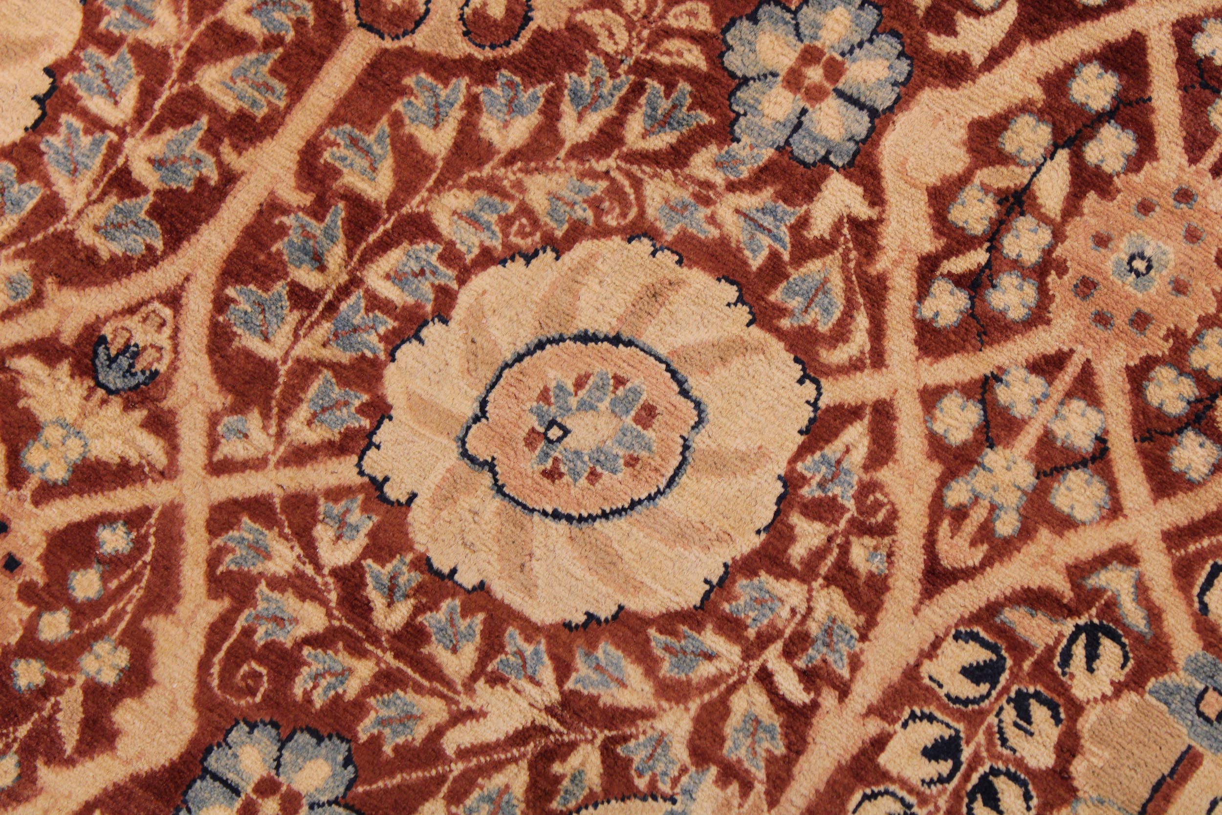 handmade Transitional Tabrizjalil Maroon Blue Hand Knotted RECTANGLE 100% WOOL area rug 9 x 12
