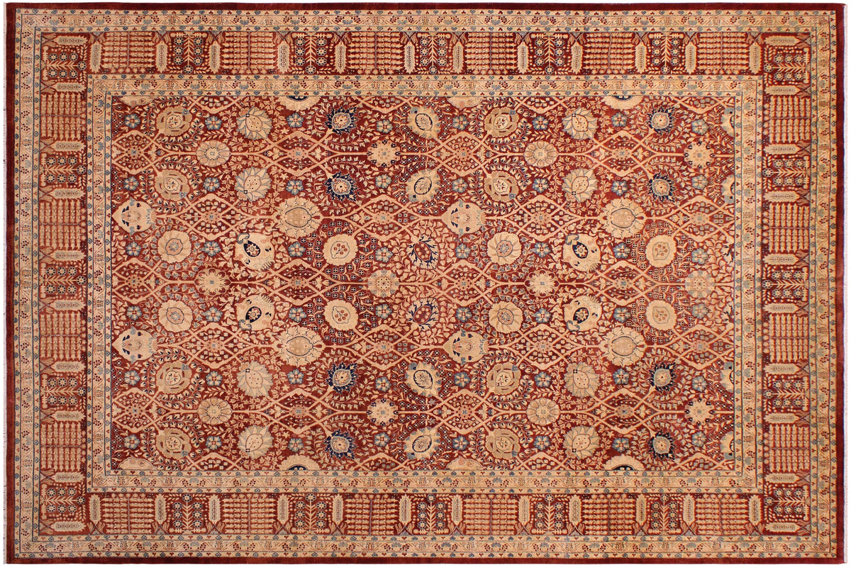handmade Transitional Tabrizjalil Maroon Blue Hand Knotted RECTANGLE 100% WOOL area rug 9 x 12