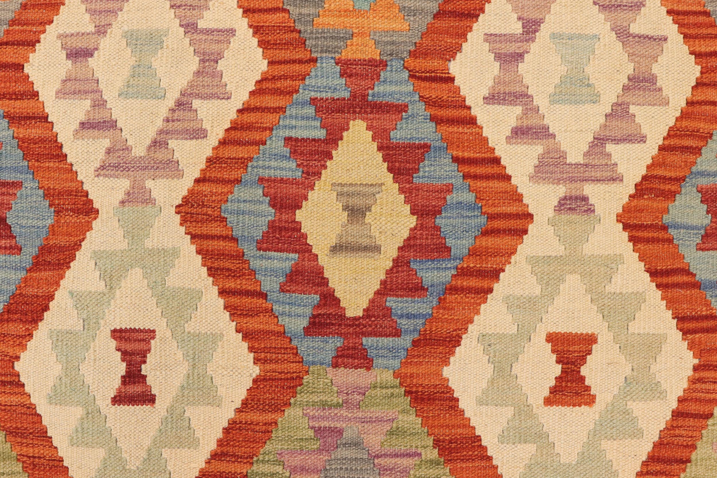 handmade Geometric Kilim Rust Blue Hand-Woven RECTANGLE 100% WOOL area rug 9 x 9