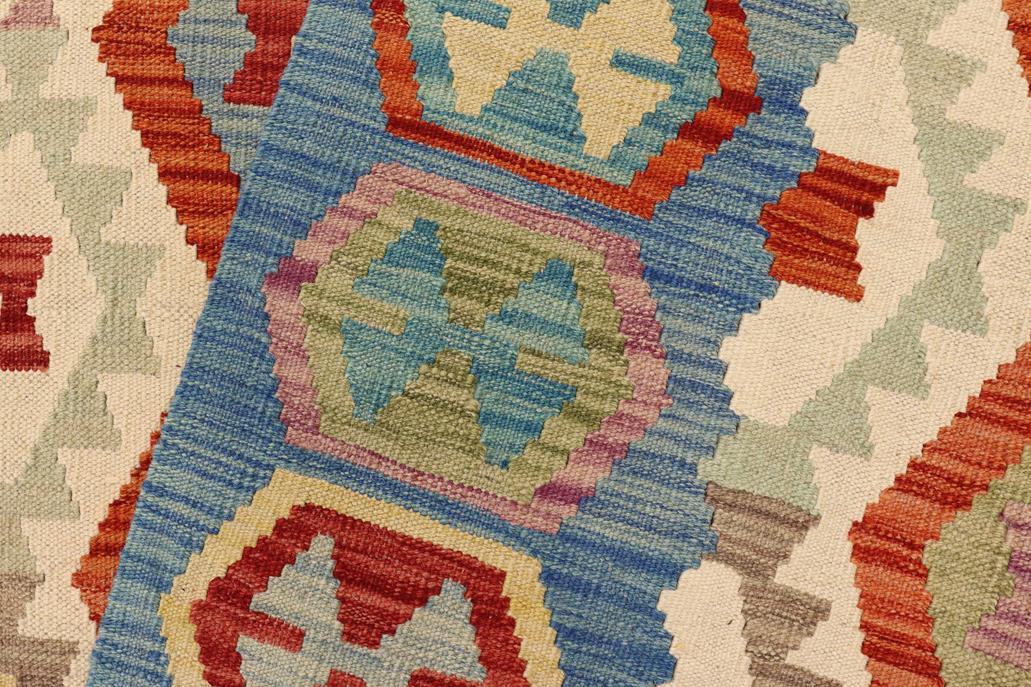 Flat Weave Kilim Antique Navaho Vintage handmade Geometric Kilim Rust Blue Hand-Woven Rectangle 100% Wool Area Rug 9x9 