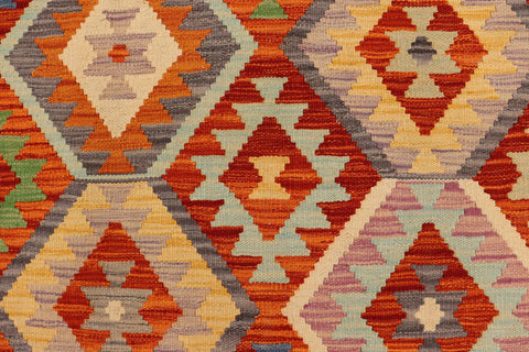 handmade Geometric Kilim Rust Beige Hand-Woven RECTANGLE 100% WOOL area rug 7 x 10