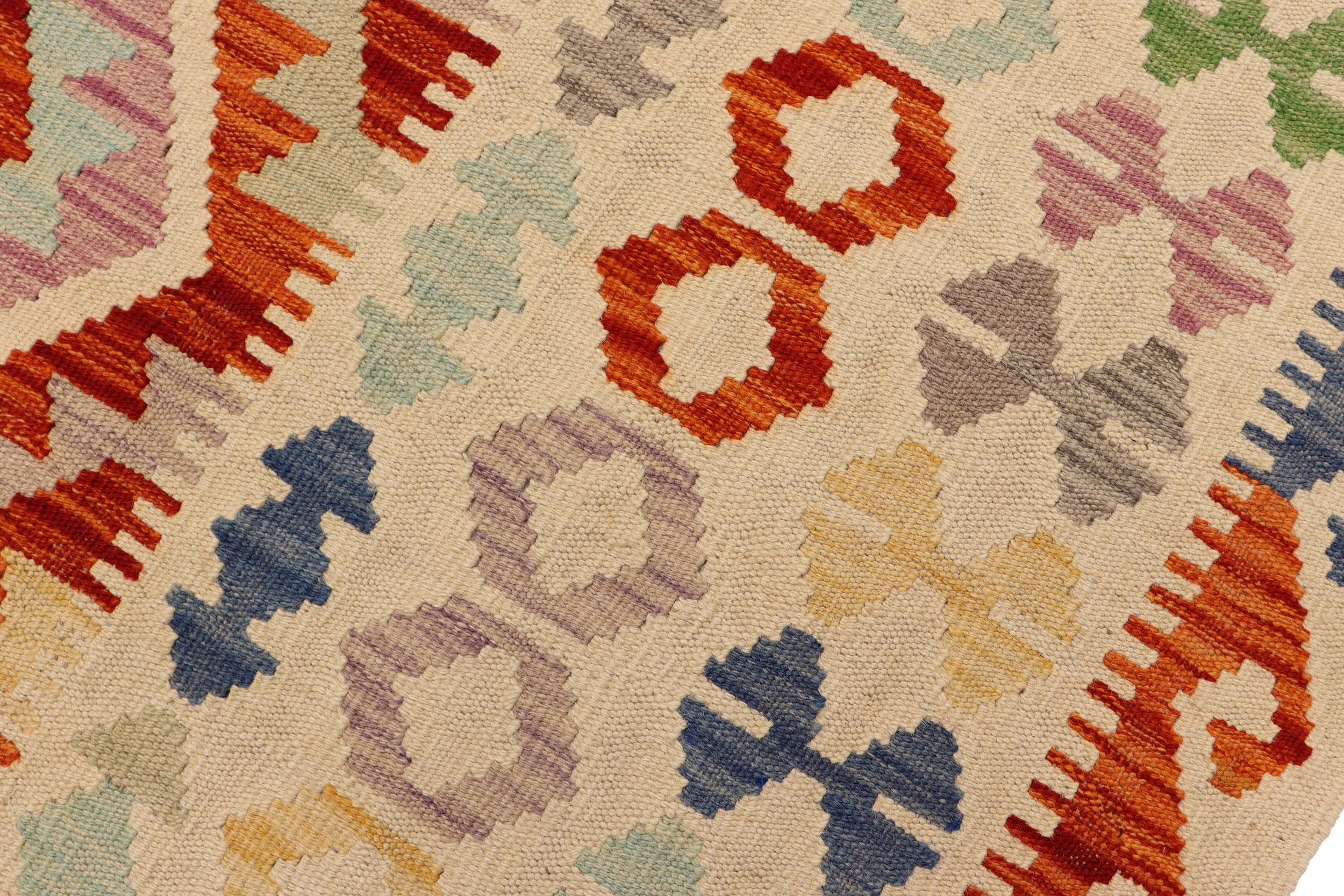 handmade Geometric Kilim Rust Beige Hand-Woven RECTANGLE 100% WOOL area rug 7 x 10