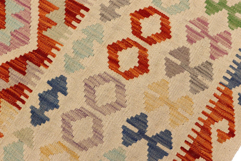 handmade Geometric Kilim Rust Beige Hand-Woven RECTANGLE 100% WOOL area rug 7 x 10