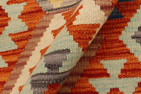 handmade Geometric Kilim Rust Beige Hand-Woven RECTANGLE 100% WOOL area rug 7 x 10