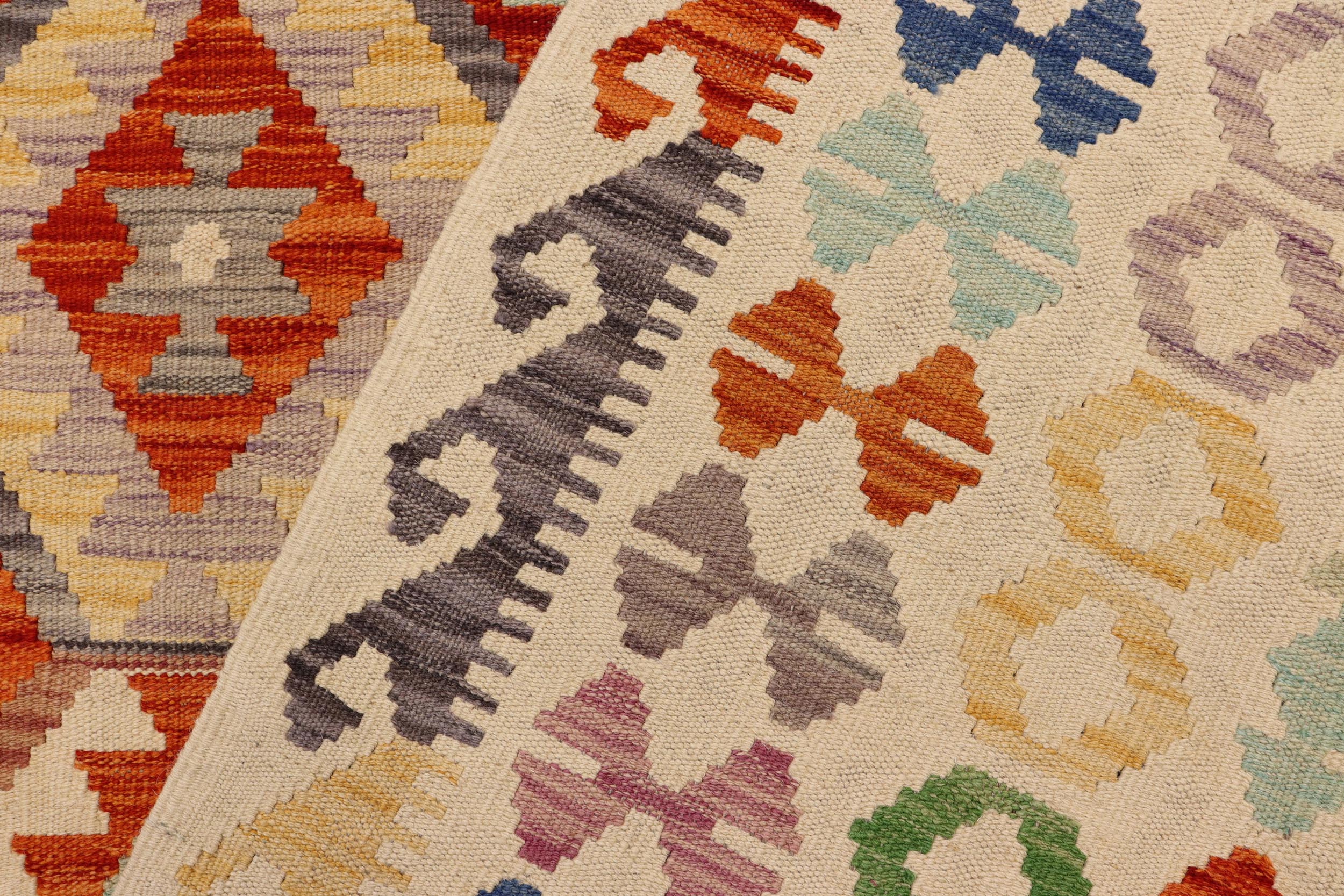 handmade Geometric Kilim Rust Beige Hand-Woven RECTANGLE 100% WOOL area rug 7 x 10