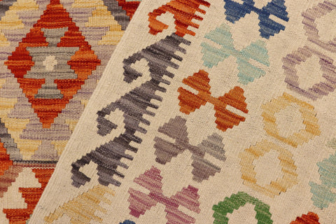 handmade Geometric Kilim Rust Beige Hand-Woven RECTANGLE 100% WOOL area rug 7 x 10