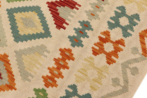 handmade Geometric Kilim Beige Blue Hand-Woven RECTANGLE 100% WOOL area rug 7 x 10