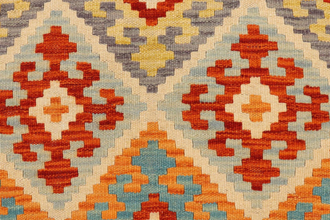 handmade Geometric Kilim Rust Blue Hand-Woven RECTANGLE 100% WOOL area rug 5 x 7