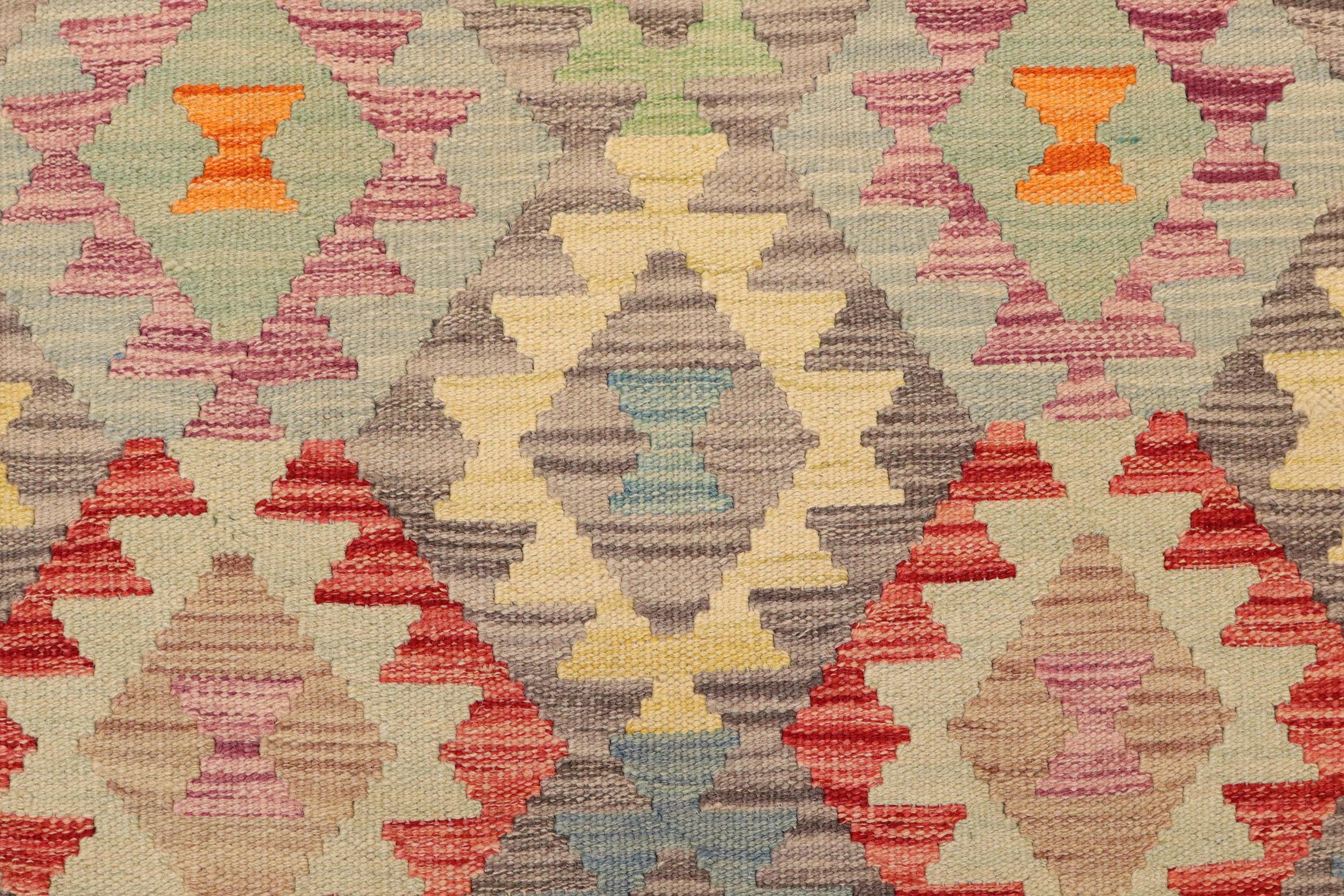 handmade Geometric Kilim Gray Beige Hand-Woven RECTANGLE 100% WOOL area rug 5x6