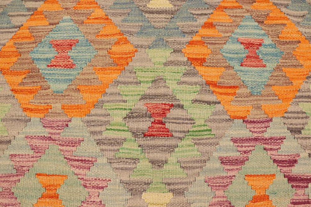 Flat Weave Kilim Antique Navaho Vintage handmade Geometric Kilim Gray Beige Hand-Woven Rectangle 100% Wool Area Rug 5x6 