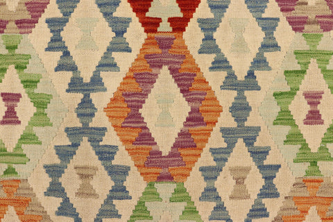 handmade Geometric Kilim Beige Rust Hand-Woven RECTANGLE 100% WOOL area rug 6 x 7