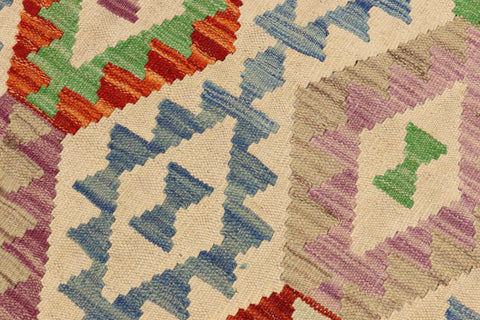 handmade Geometric Kilim Beige Rust Hand-Woven RECTANGLE 100% WOOL area rug 6 x 7
