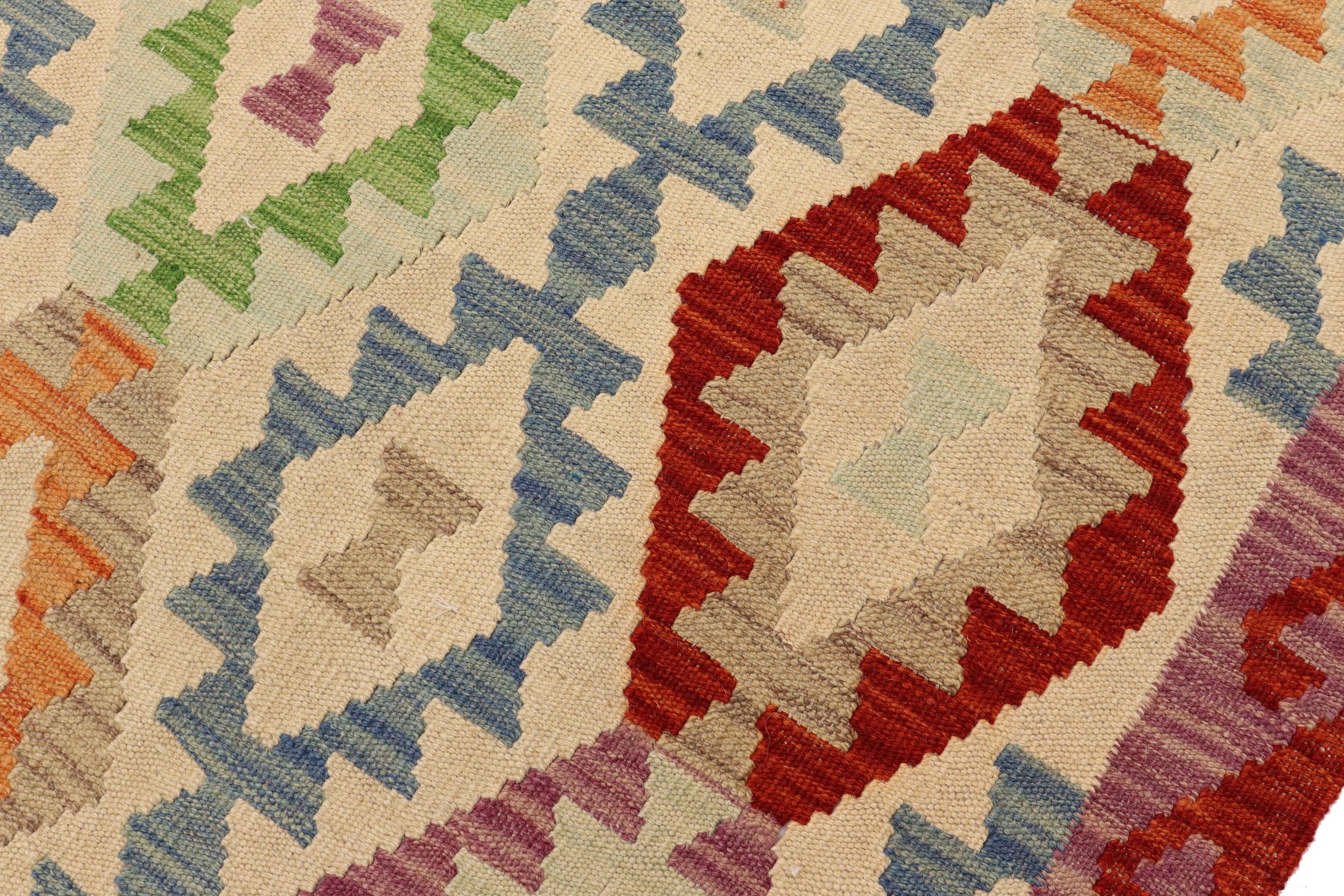 handmade Geometric Kilim Beige Rust Hand-Woven RECTANGLE 100% WOOL area rug 6 x 7