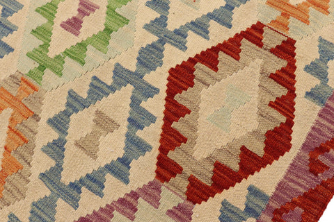 handmade Geometric Kilim Beige Rust Hand-Woven RECTANGLE 100% WOOL area rug 6 x 7