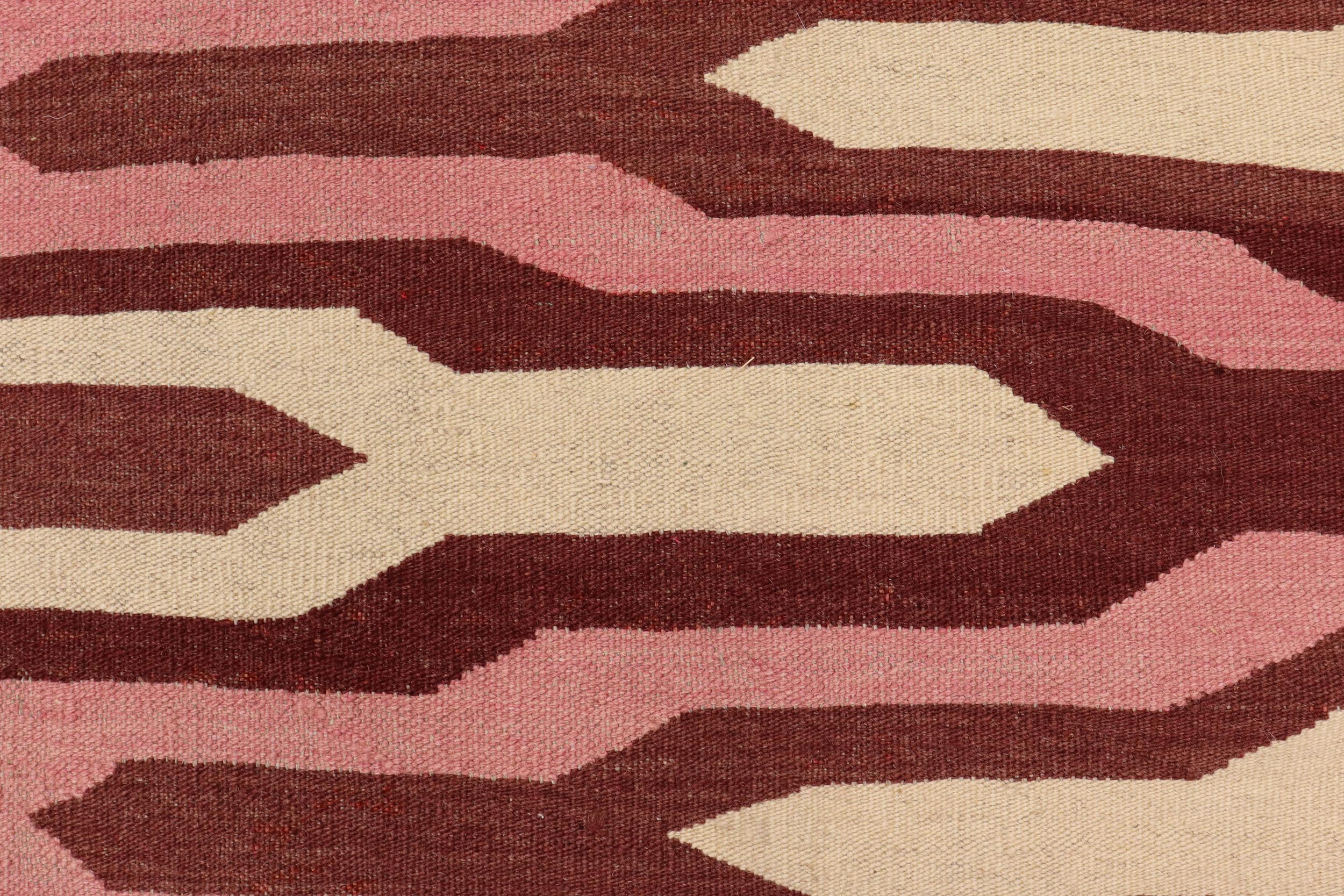 handmade Modern Kilim Beige Maroon Hand-Woven RECTANGLE 100% WOOL area rug 9x12