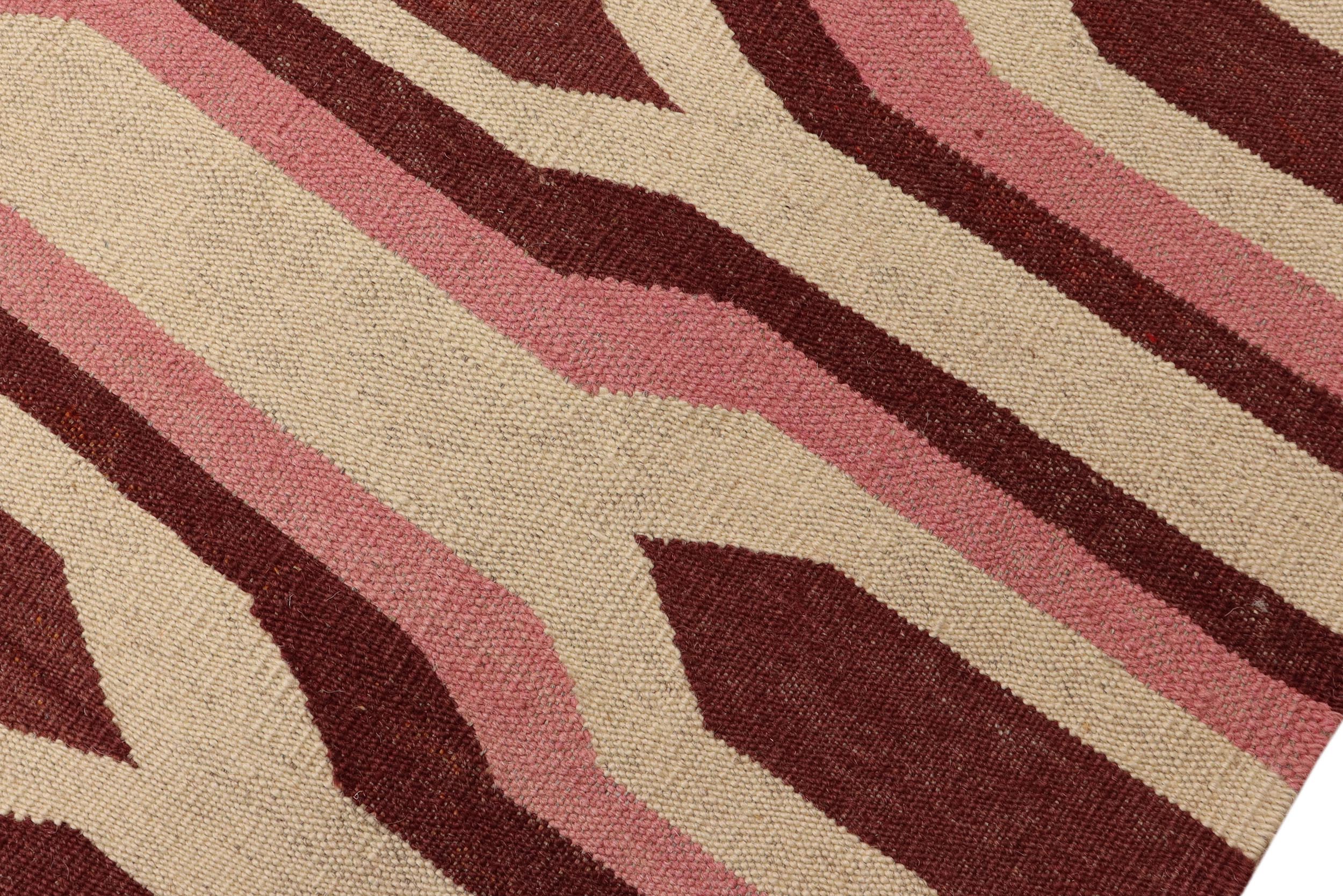 handmade Modern Kilim Beige Maroon Hand-Woven RECTANGLE 100% WOOL area rug 9x12