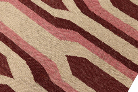 handmade Modern Kilim Beige Maroon Hand-Woven RECTANGLE 100% WOOL area rug 9x12