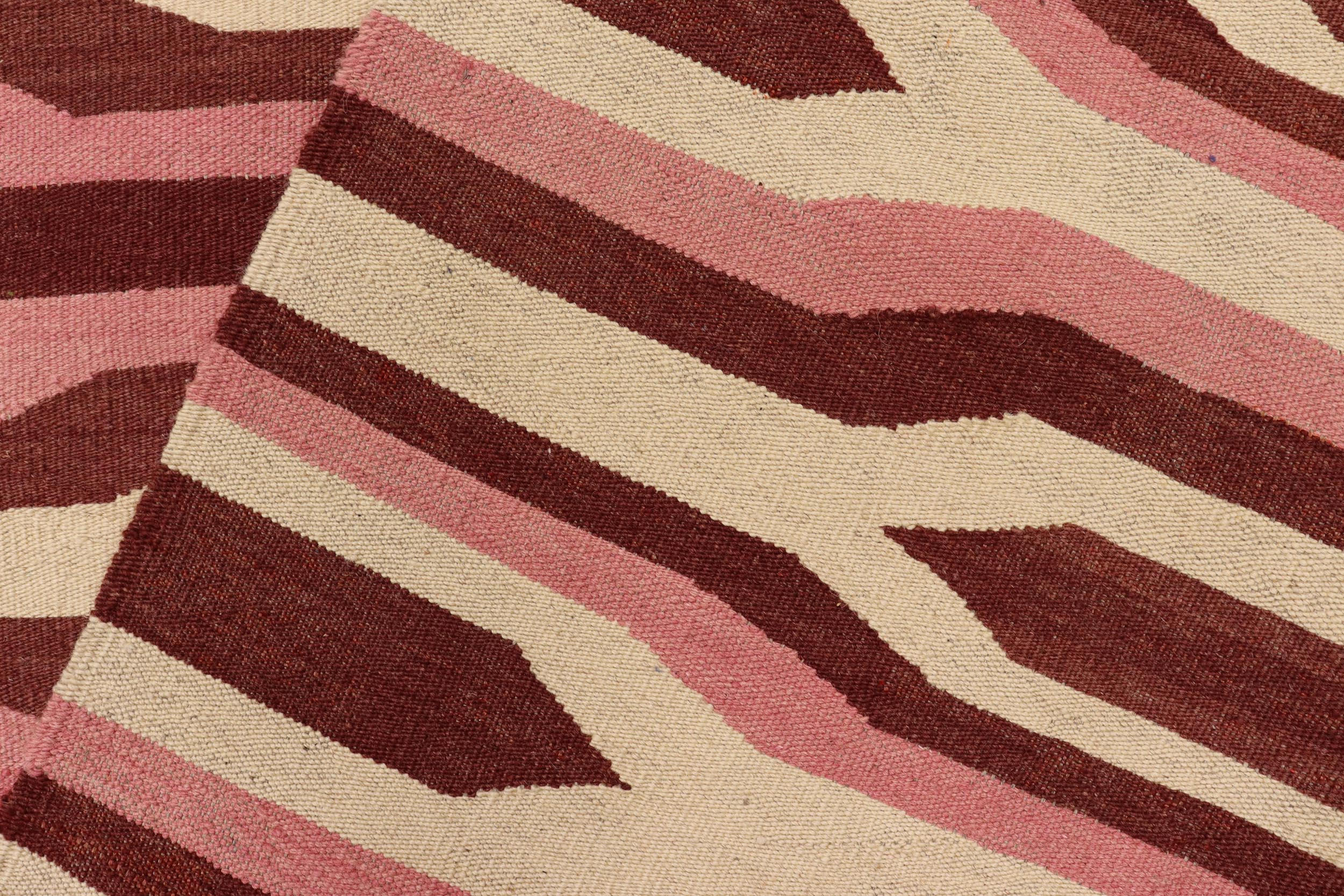 handmade Modern Kilim Beige Maroon Hand-Woven RECTANGLE 100% WOOL area rug 9x12