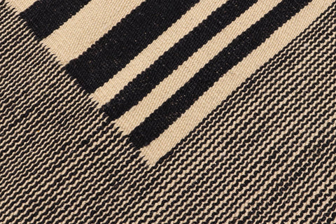 handmade Modern Kilim Beige Black Hand-Woven RECTANGLE 100% WOOL area rug 7 x 11