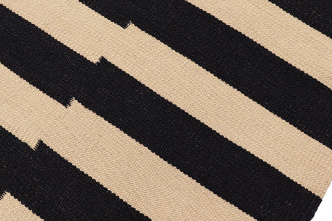 handmade Modern Kilim Beige Black Hand-Woven RECTANGLE 100% WOOL area rug 7 x 11