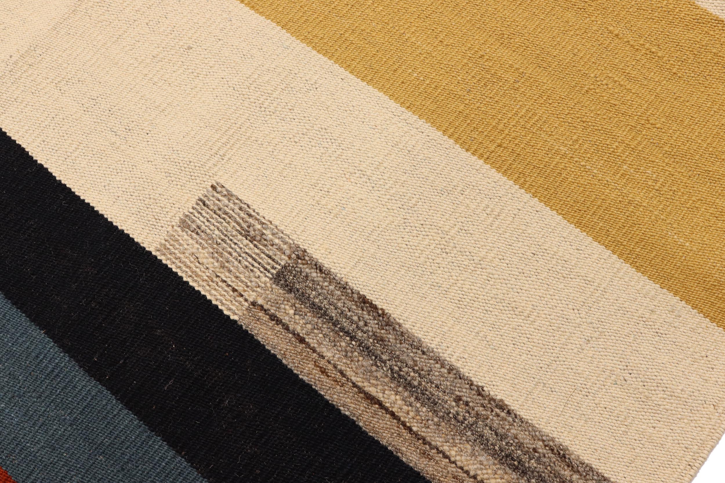 handmade Modern Kilim Beige Rust Hand-Woven RECTANGLE 100% WOOL area rug 8x10