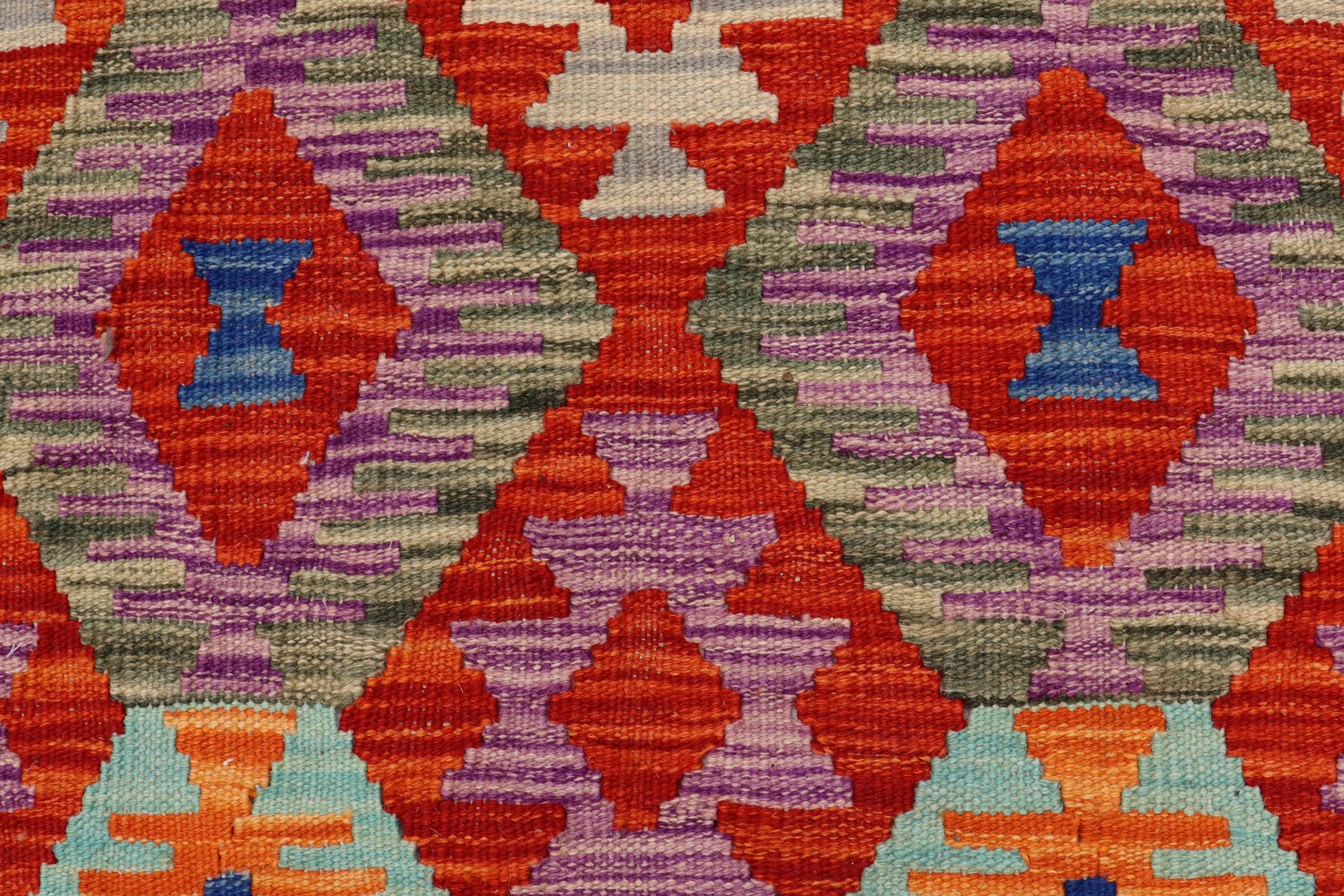 handmade Geometric Kilim Rust Beige Hand-Woven RUNNER 100% WOOL area rug 3 x 13