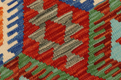 handmade Geometric Kilim Rust Beige Hand-Woven RUNNER 100% WOOL area rug 3 x 13