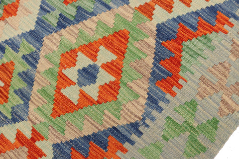 handmade Geometric Kilim Blue Rust Hand-Woven RECTANGLE 100% WOOL area rug 4 x 6