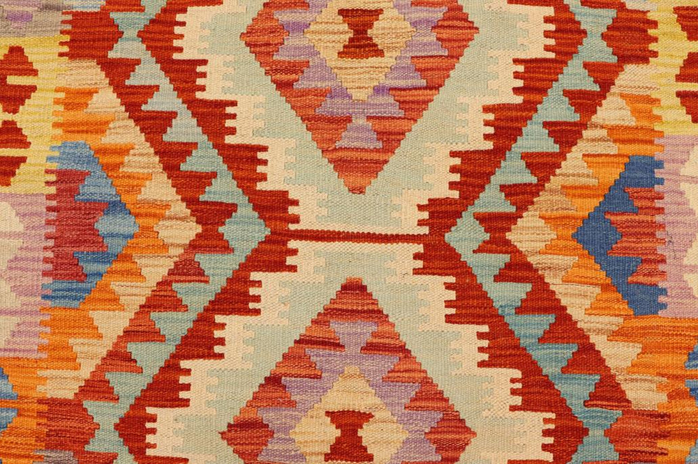 Flat Weave Kilim Antique Navaho Vintage handmade Geometric Kilim Rust Blue Hand-Woven Rectangle 100% Wool Area Rug 4x6 