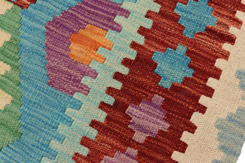 handmade Geometric Kilim Blue Rust Hand-Woven RECTANGLE 100% WOOL area rug 5 x 7
